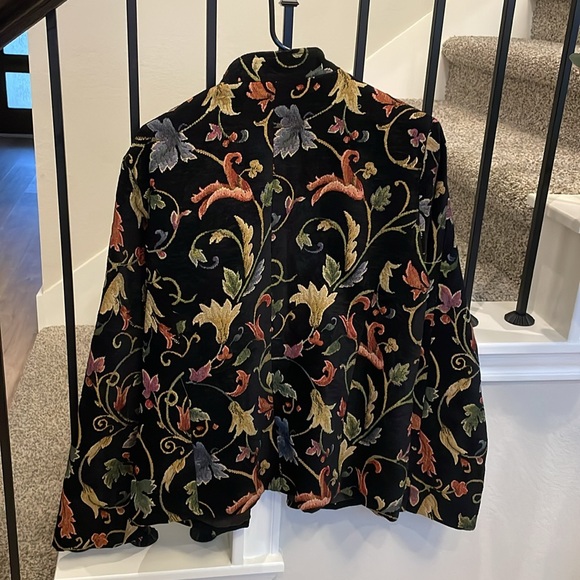 Erin London Vintage Floral Black Tapestry Blazer  Large - Picture 3 of 6